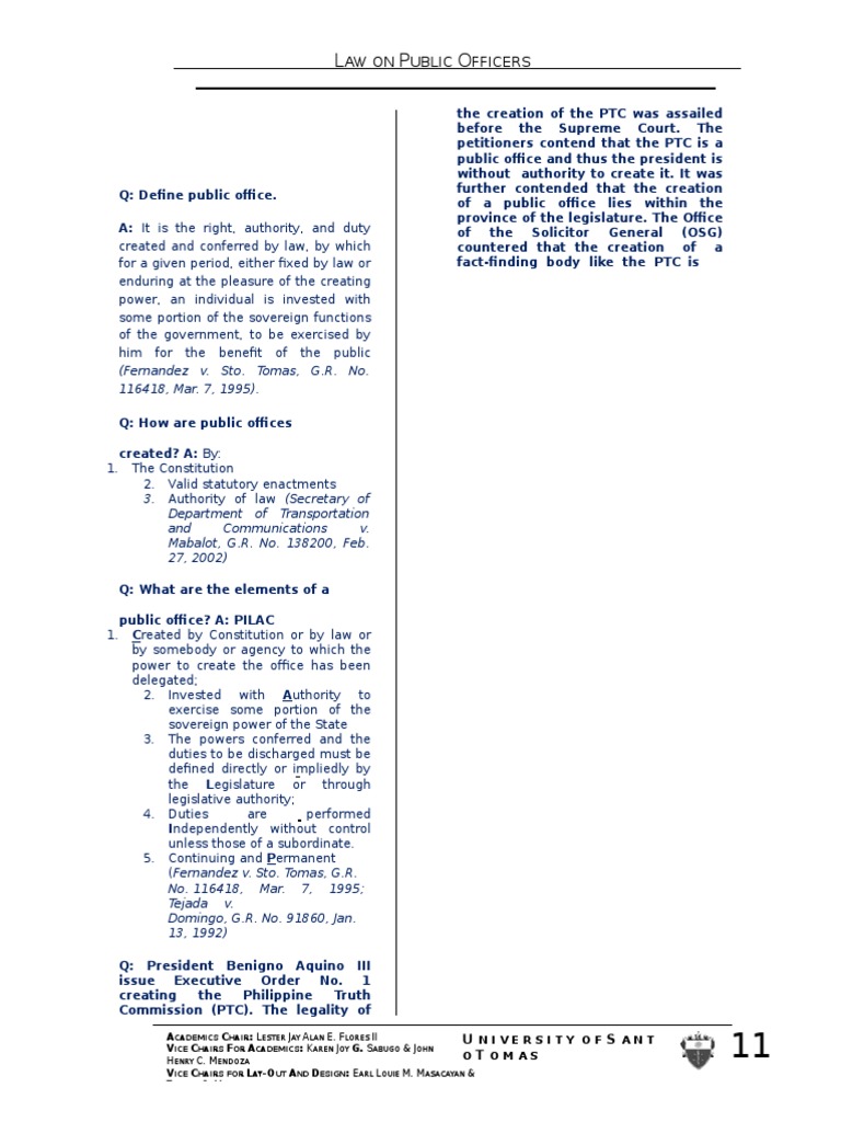 UST Golden Notes Law on Public Officers(1) Profession Lawyer