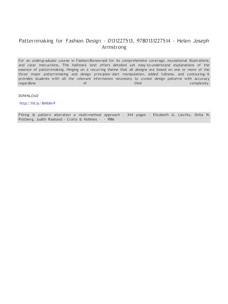 Patternmaking For Fashion Design | PDF | Clothing | Sewing