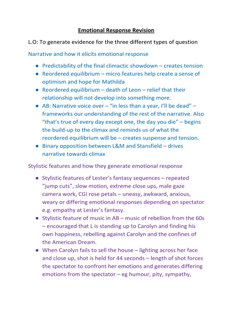 L.O: To Generate Evidence For The Three Different Types of Question ...