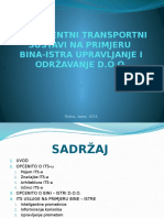 Inteligentni Transportni Sustavi Na Primjeru Bina Istra Upravljanje I Održavanje D.O.O. Power Point Prezentacija