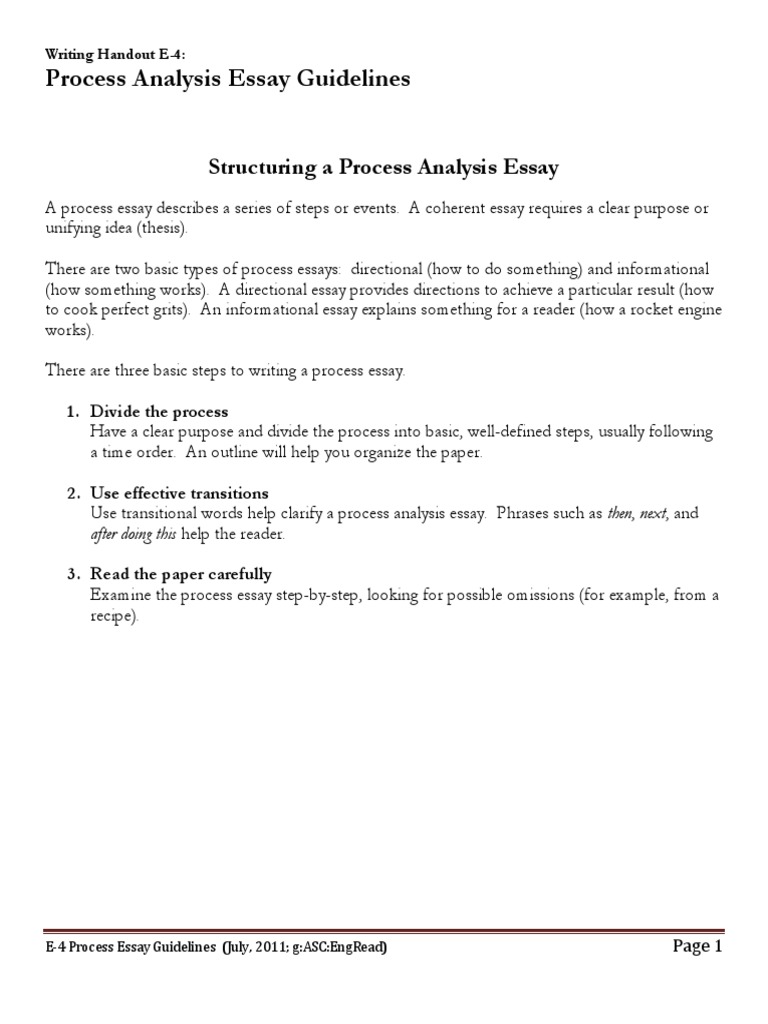 E29 Process Analysis Essay Guidelines PDF  PDF  Essays  Thesis
