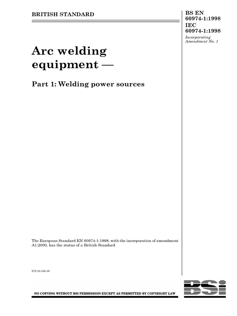 Arc Welding Equipment Standards | PDF