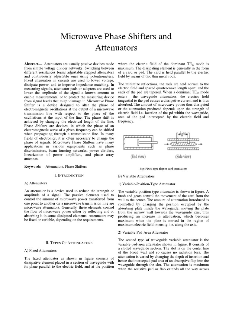 Precision Microwave Attenuators and Phase Shifters Design Principles
