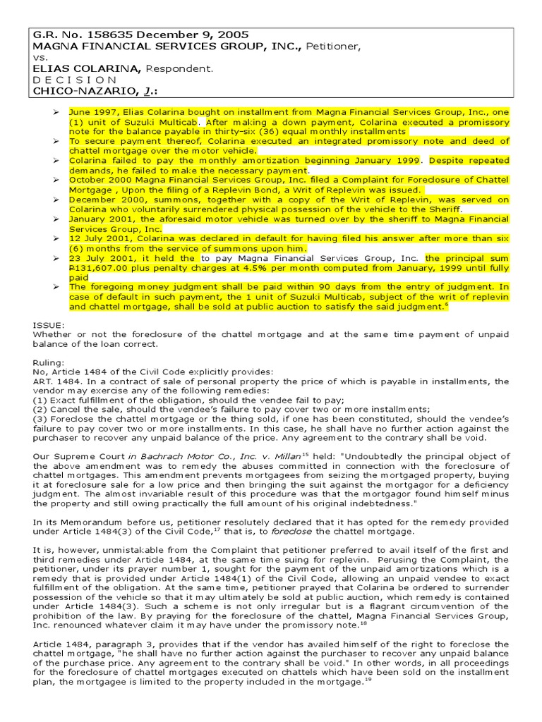 Recto Law Case PDF Foreclosure Mortgage Law