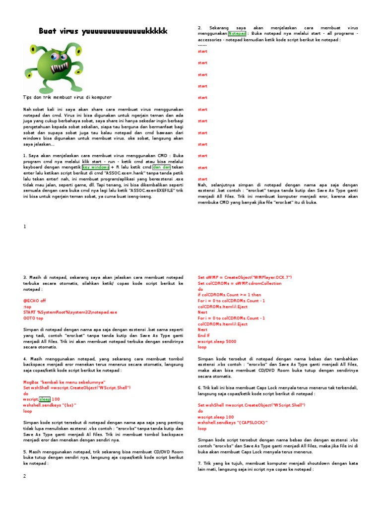 Cara Membuat Virus Menggunakan Notepad Dan Cmd