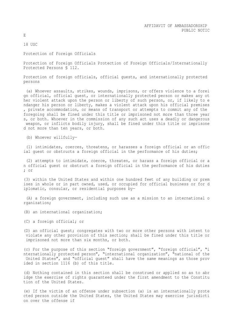 Devolution Affidavit of Ambassadorship | PDF | Federal Government Of ...