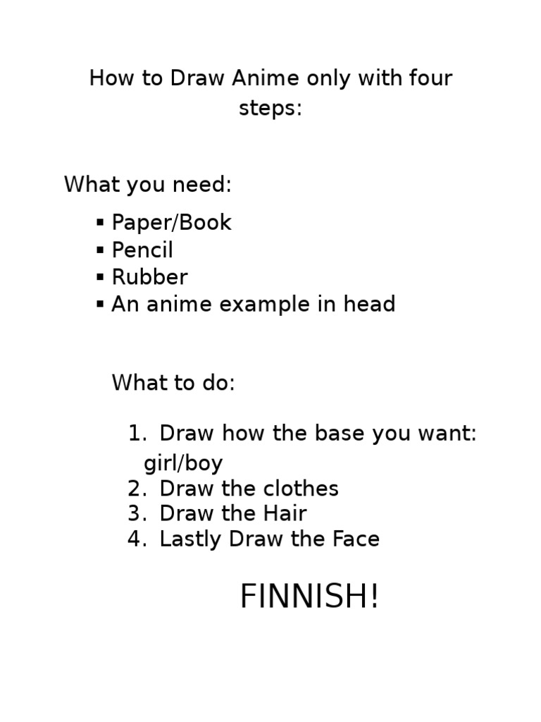 How To Draw Anime Only With Four Steps | PDF