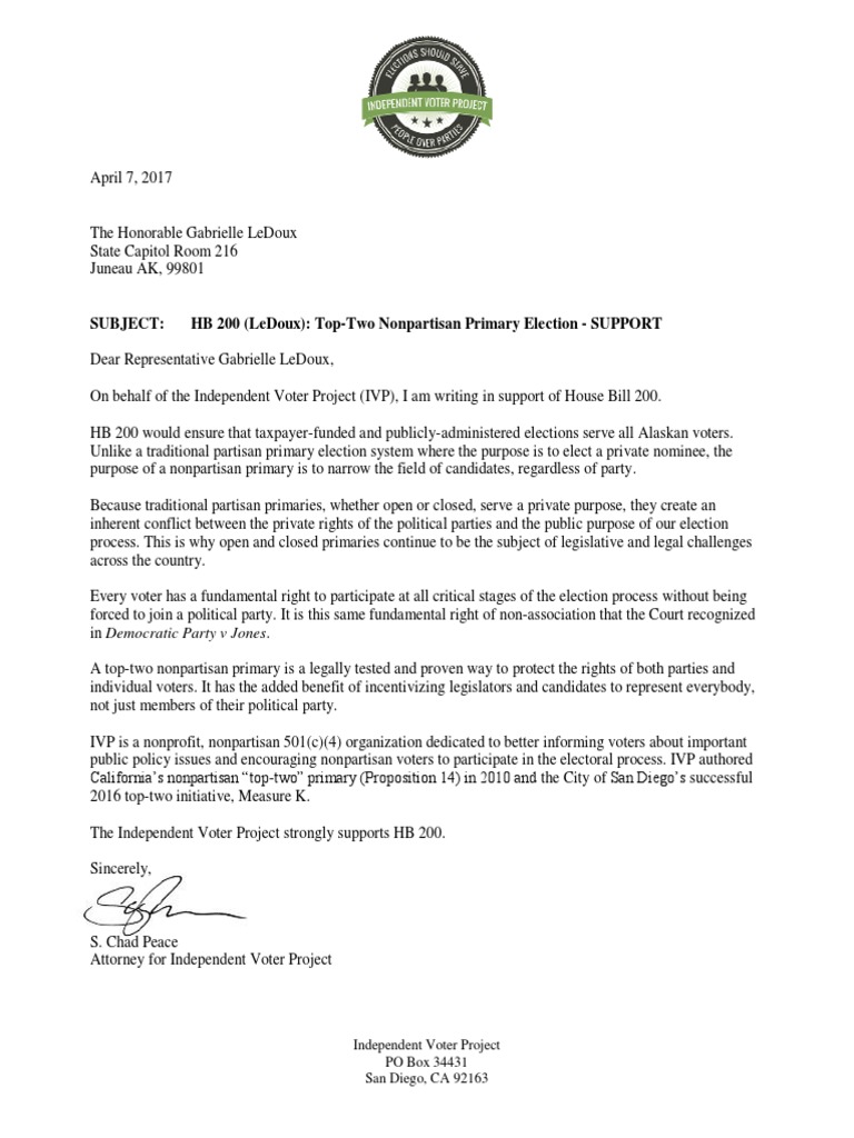 Independent Voter Project Letter of Support Alaska Nonpartisan TopTwo