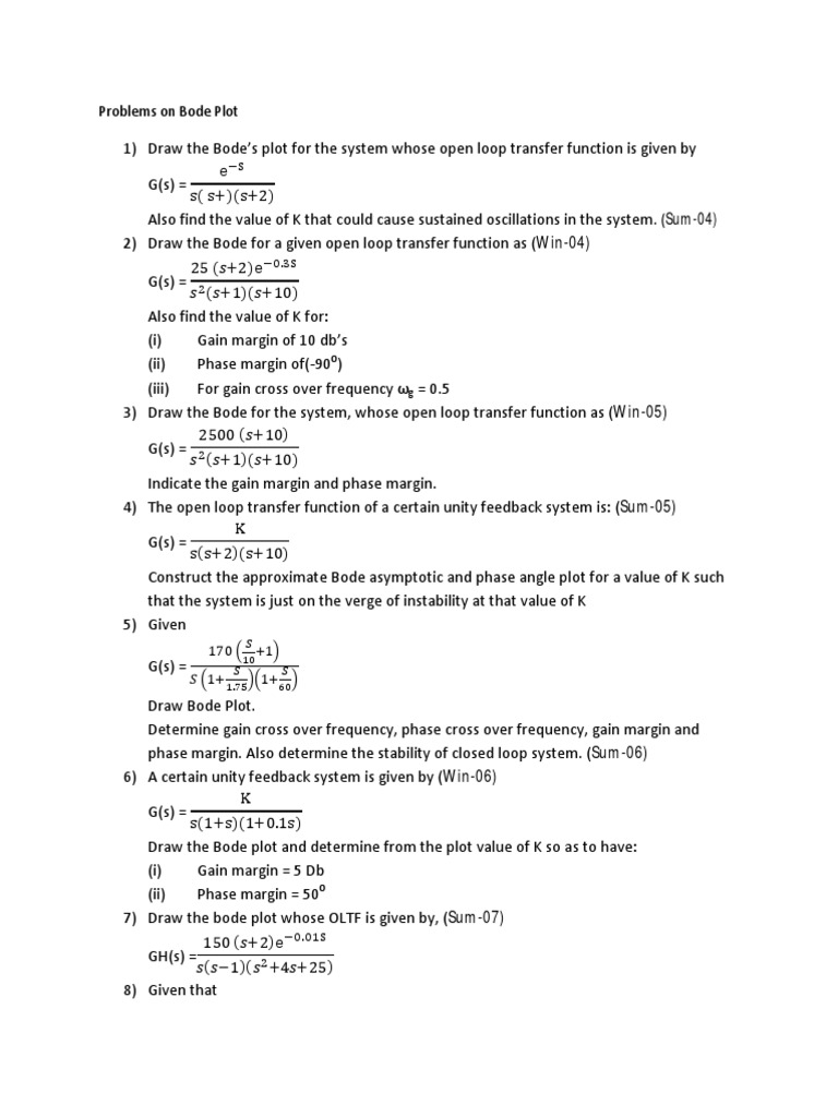 Problems On Bode Plot | PDF | Electrical Circuits | Electronic Circuits