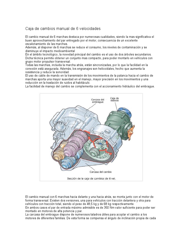 Caja De Cambios Manual De 6 Velocidades Pdf Transmisión Mecánica