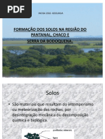 FORMAÇÃO DOS SOLOS NA REGIÃO DO PANTANAL,