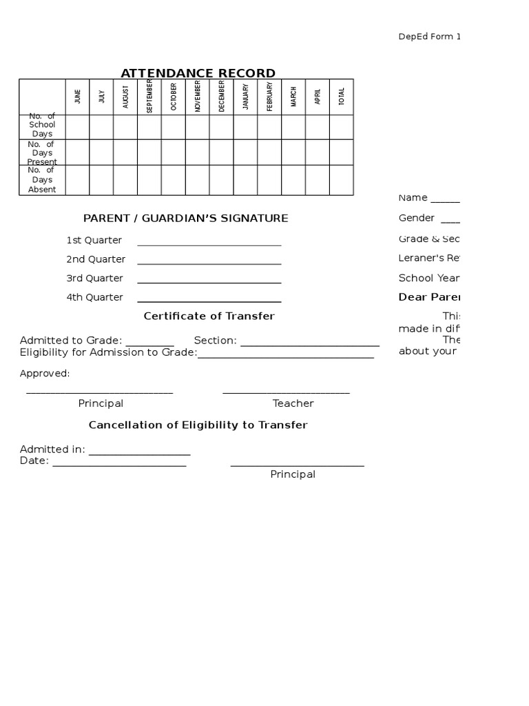 Report Card (FORM 138) | PDF | Learning | Behavior Modification