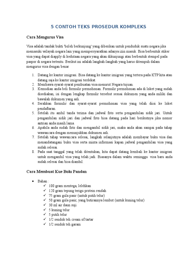 5 Contoh Teks Prosedur Kompleks