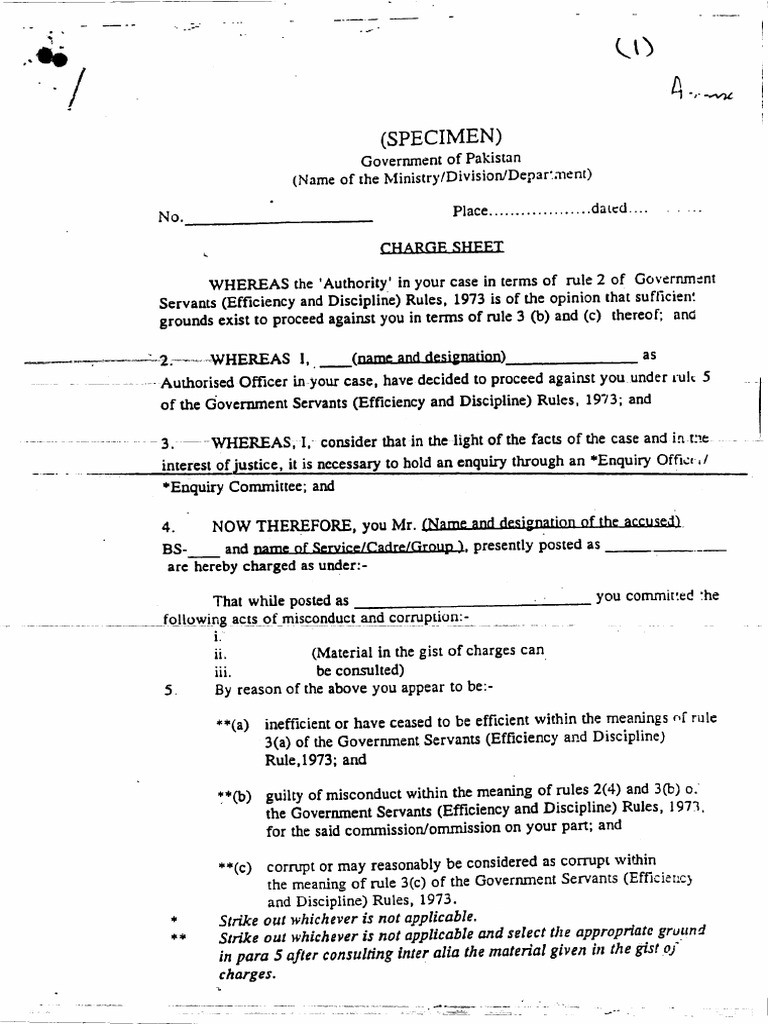 Procedure of Inquiry Under Government Servant END Rules 1973 PDF Sports