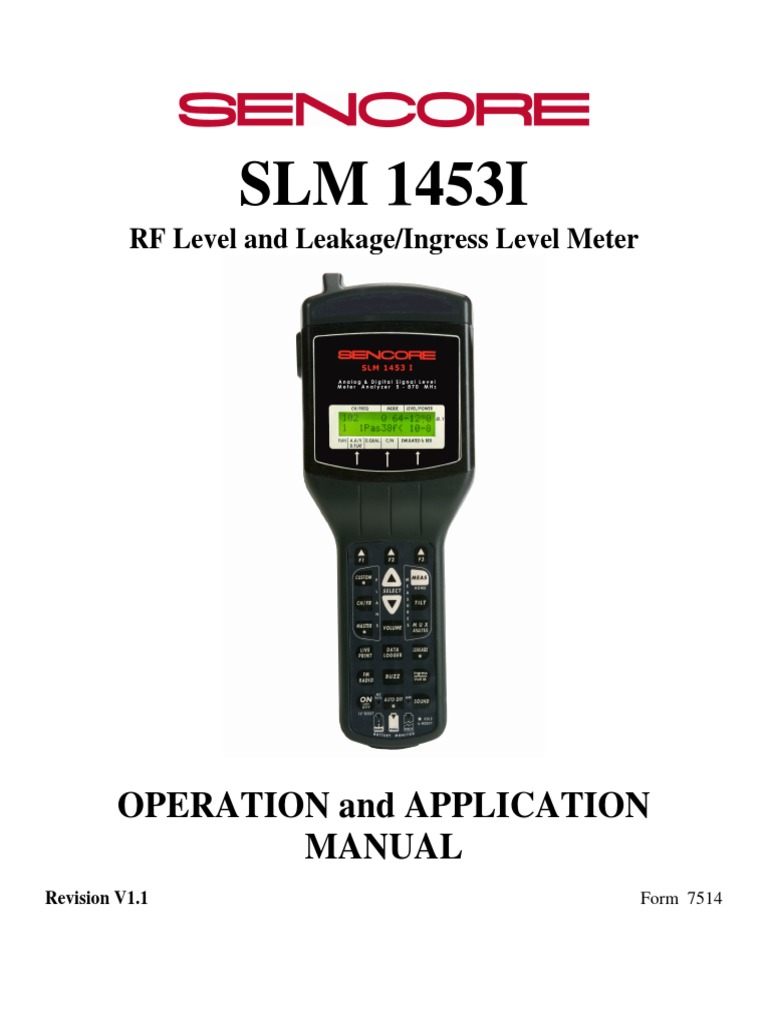 SLM 1453I: Operation and Application Manual | PDF | Cable Television ...
