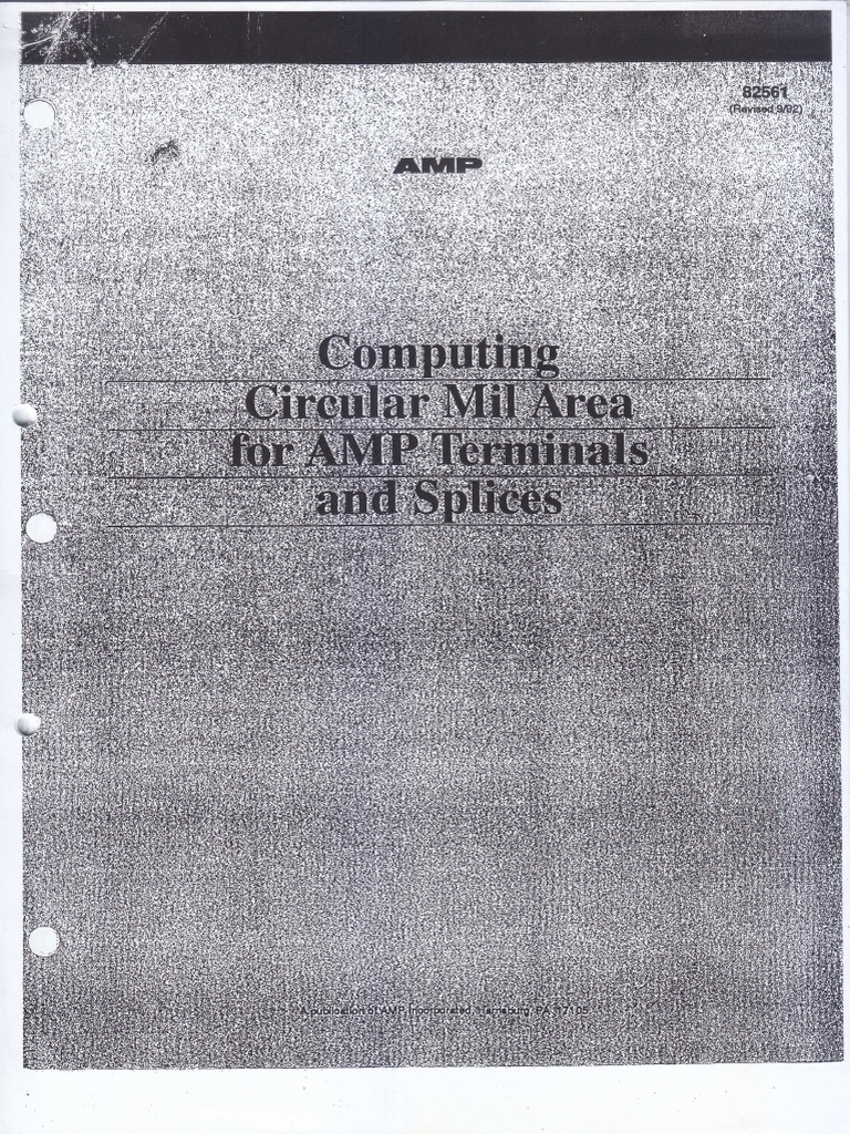 Computing Circular Mil Area for AMP Terminals and Splices PDF Wire