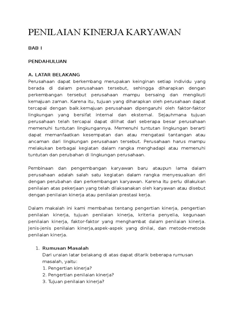faktor penilaian kinerja karyawan