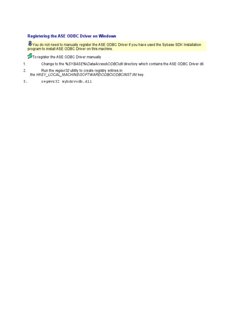 Register ASE ODBC Driver on Windows | PDF