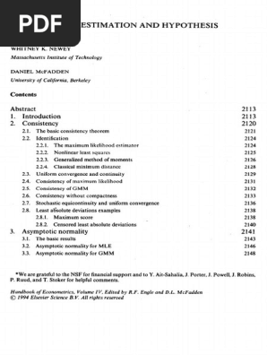 Large Sample Estimation in Econometrics | PDF | Estimator