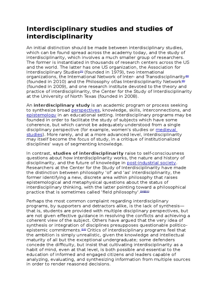 Understanding Interdisciplinary Studies | PDF | Interdisciplinarity ...