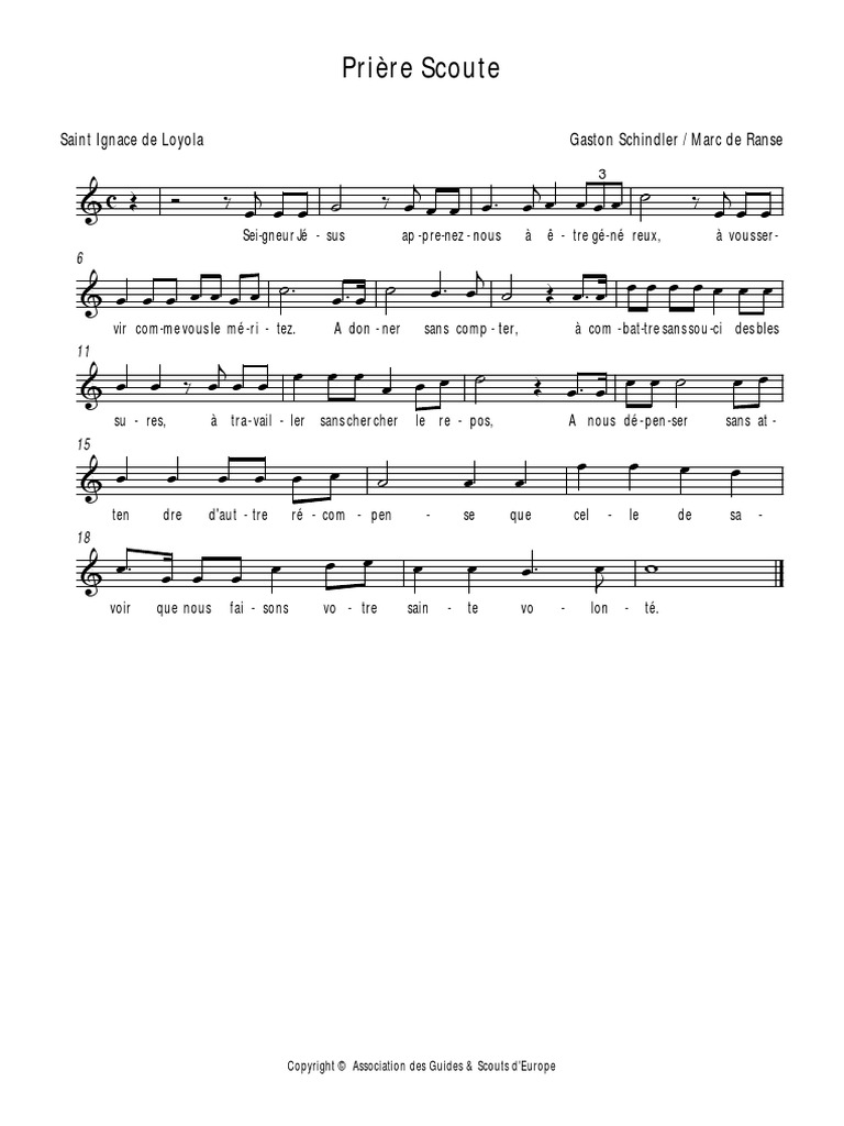 Prière Scoute Saint Ignace de Loyola Gaston Schindler / Marc de Ranse