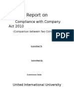 Report On: Compliance With Company Act 2010