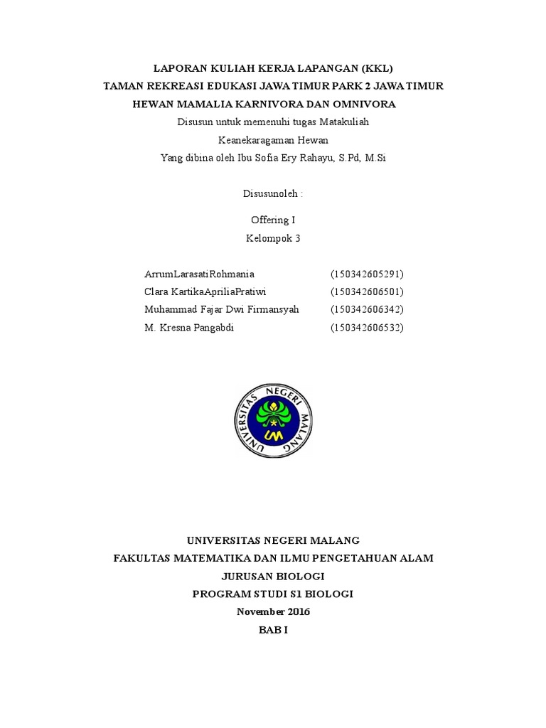 Contoh Laporan Kuliah Kerja Lapangan Jurusan Manajemen