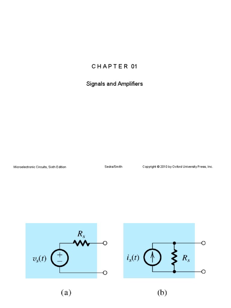 Signals and Amplifiers Microelectronic Circuits, Sixth Edition
