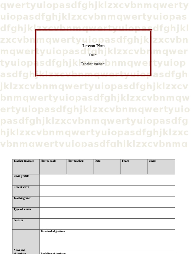 Lesson Plan: Date: Teacher Trainee | Download Free PDF | Lesson Plan ...