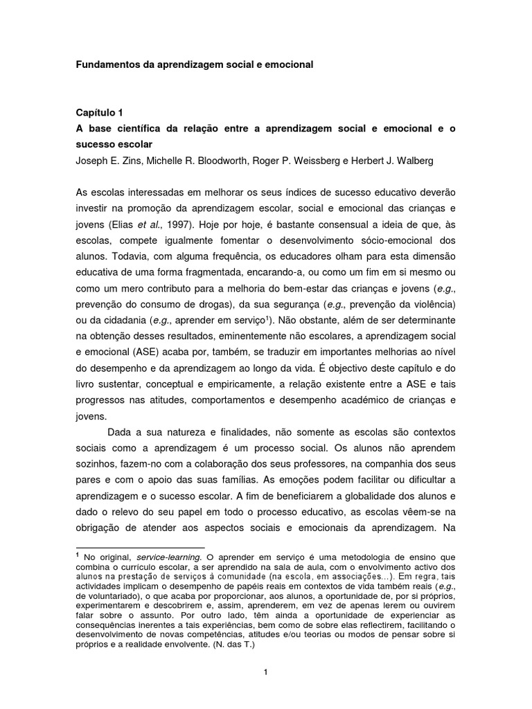 Aprendizagem Social e Emocional na Educação | PDF | Escolas | Aprendizado