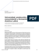 Universidad, Producción de Conocimiento y Formación en América Latina - Estela Quintar