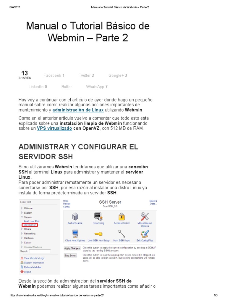 Tutorial Básico de Webmin - Parte 2 | PDF | Servidor web | Internet y web