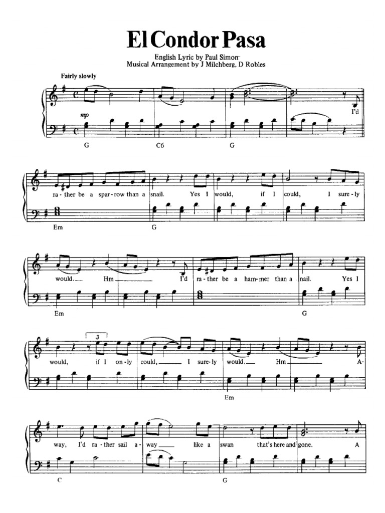 Partitura Paul Simon El Condor Pasa PDF PDF