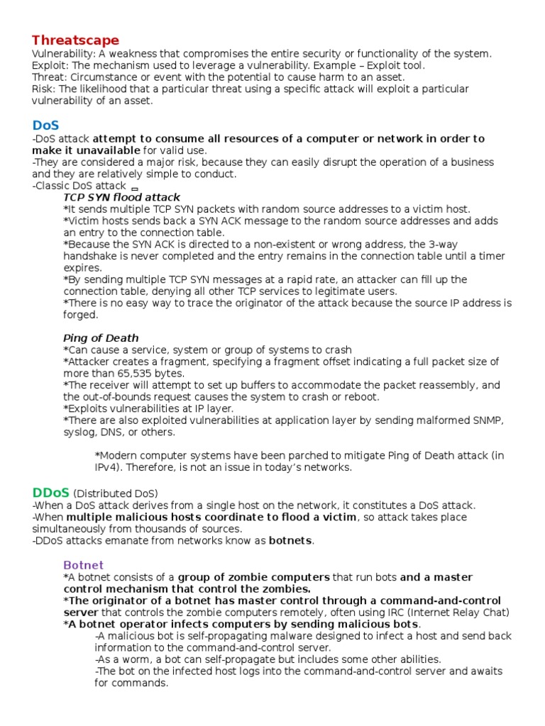 Common Security Threats Overview | PDF | Denial Of Service Attack ...