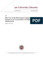 The Use of the Rorschach Comprehensive System as an Assessment of Depression in Adoles