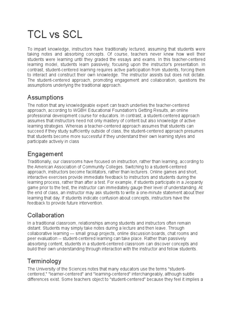 TCL Vs SCL | PDF | Learning | Pedagogy