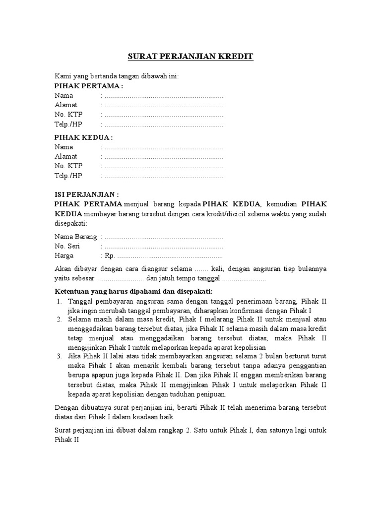 surat perjanjian kerjasama