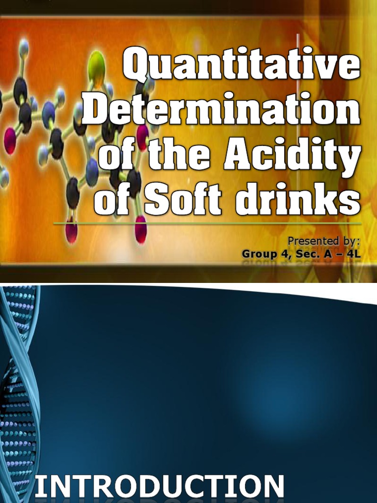 Quantitative Determination of The Acidity of Soft Drinks PDF Molar