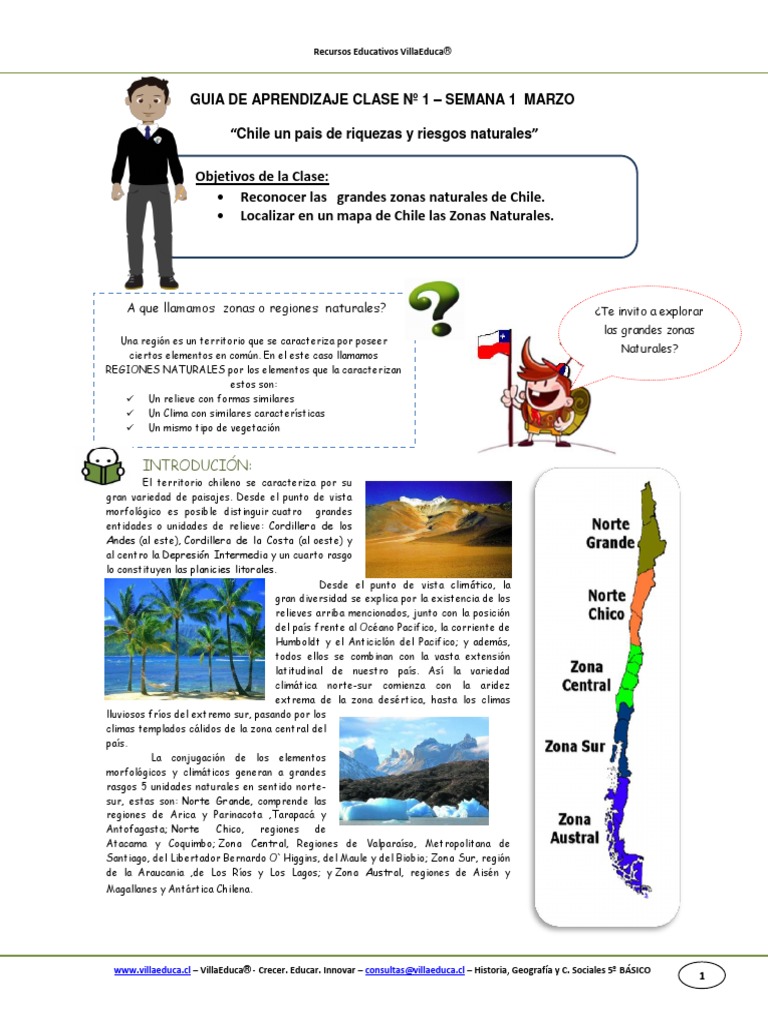 GUIA HISTORIA 5BASICO SEMANA1 Las Grandes Zonas Naturales de Chile