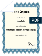 Deepa Govind - Worker Health and Safety Awareness in 4 Steps Certificate 1