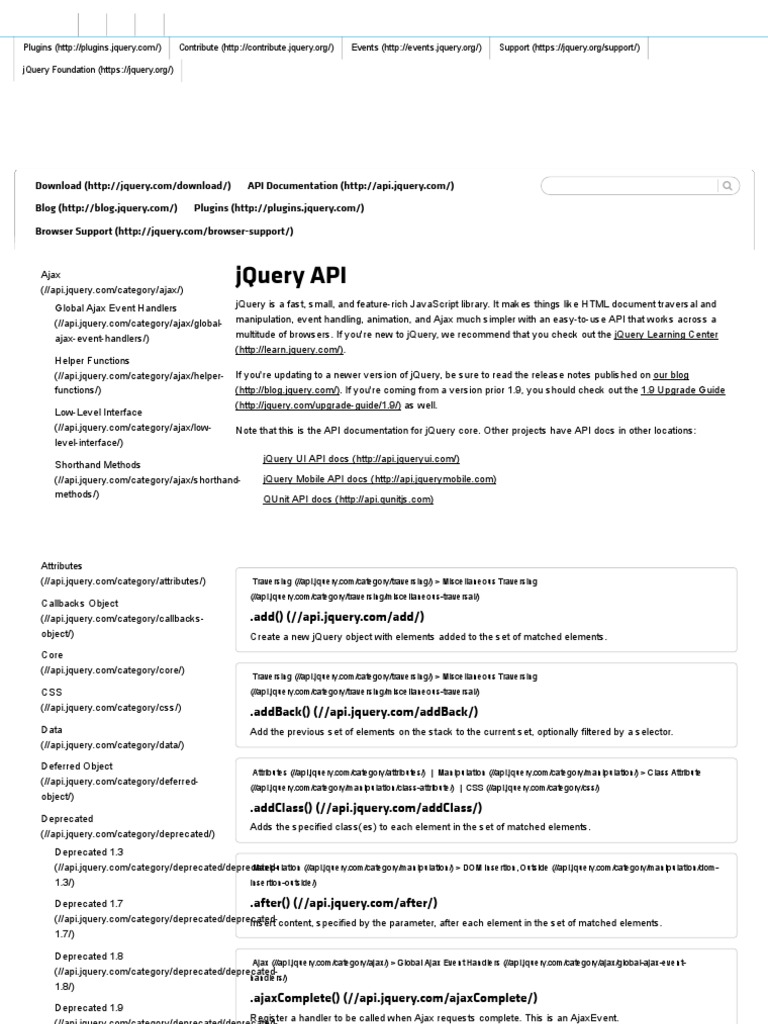 JQuery API Documentation | PDF | J Query | Ajax (Programming)