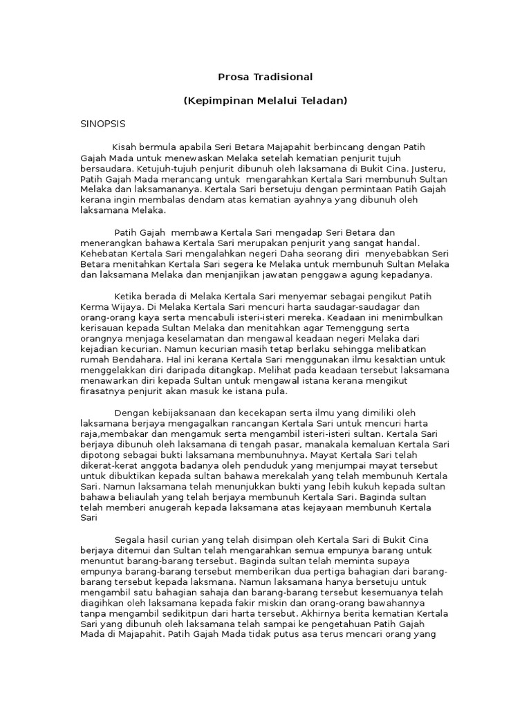 Nota Prosa Tradisional - Kepimpinan Melalui Teladan | PDF