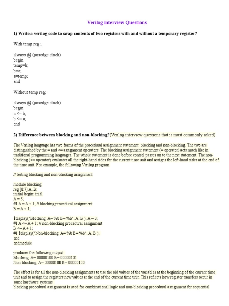 Verilog Interview Questions