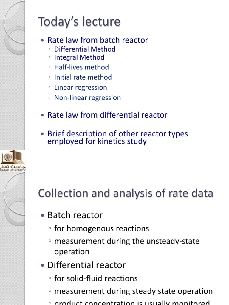 CHME 314 Lecture 13 Collection and Analysis of Rate Data 1 PDF | PDF
