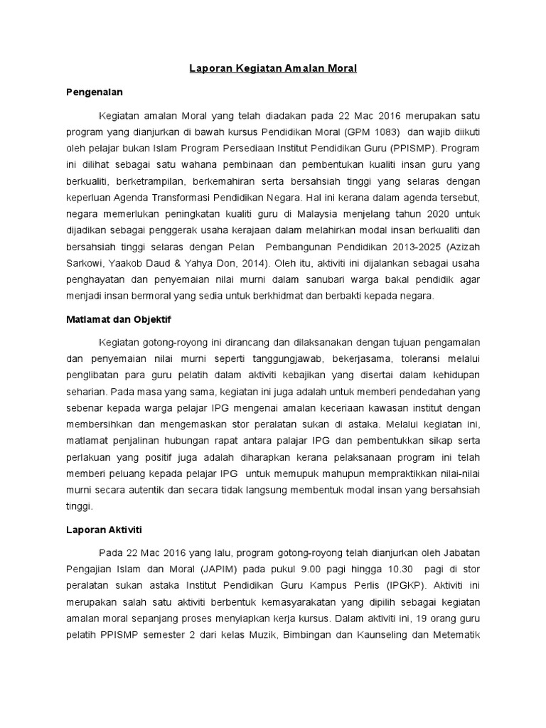Laporan Aktiviti Gotong Royong
