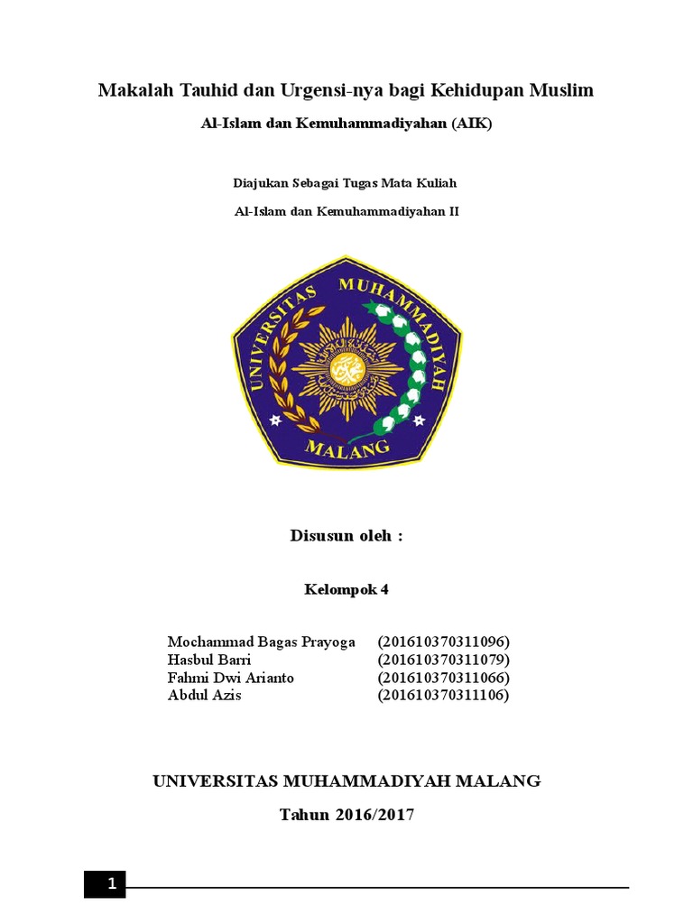 Contoh Makalah Tauhid Dan Urgensinya Bagi Kehidupan Muslim