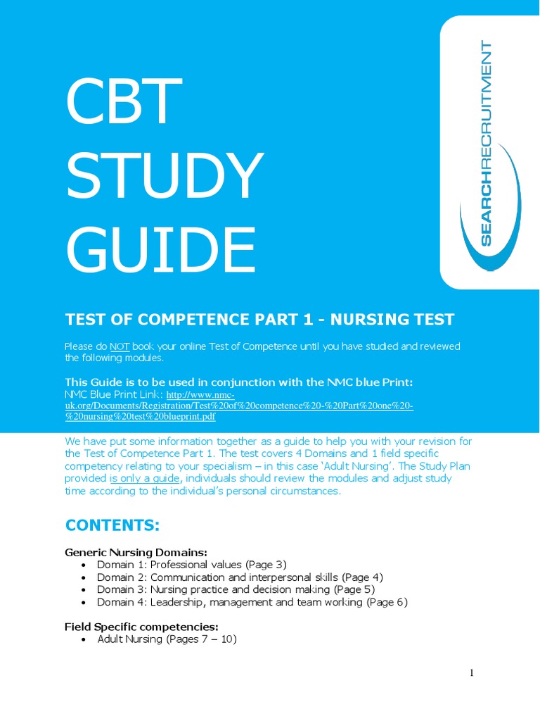 CBT Study Guide | PDF | Competence (Human Resources) | Nursing