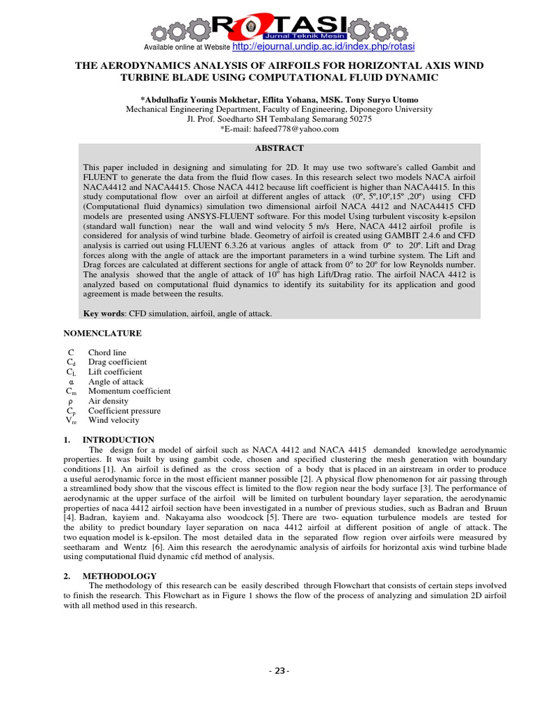 The Aerodynamics Analysis of Airfoils For Horizontal Axis Wind Turbine ...