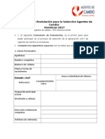 Honduras 2017 Formulario de Postulación Para La Selección Agentes de Cambio