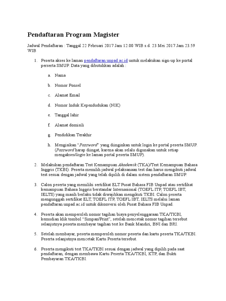 Pendaftaran Program Magister